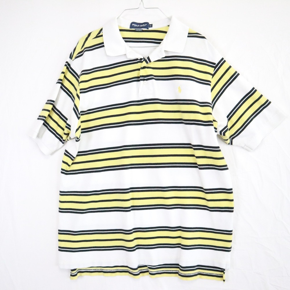 Polo Golf Ralph Lauren Shirt Mens XL Casual Knit Cotton Striped Short Sleeve